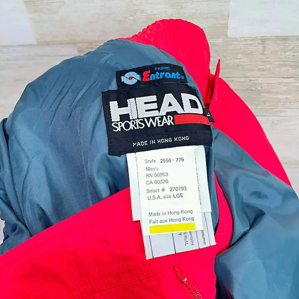 HEAD Sportswear Vintage 90s Ski Snowboard Pants Red Entrant Nylon Mens Large